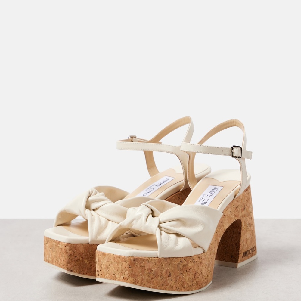 Jimmy Choo Cream Cork Platform Heels - Picture 7 of 12
